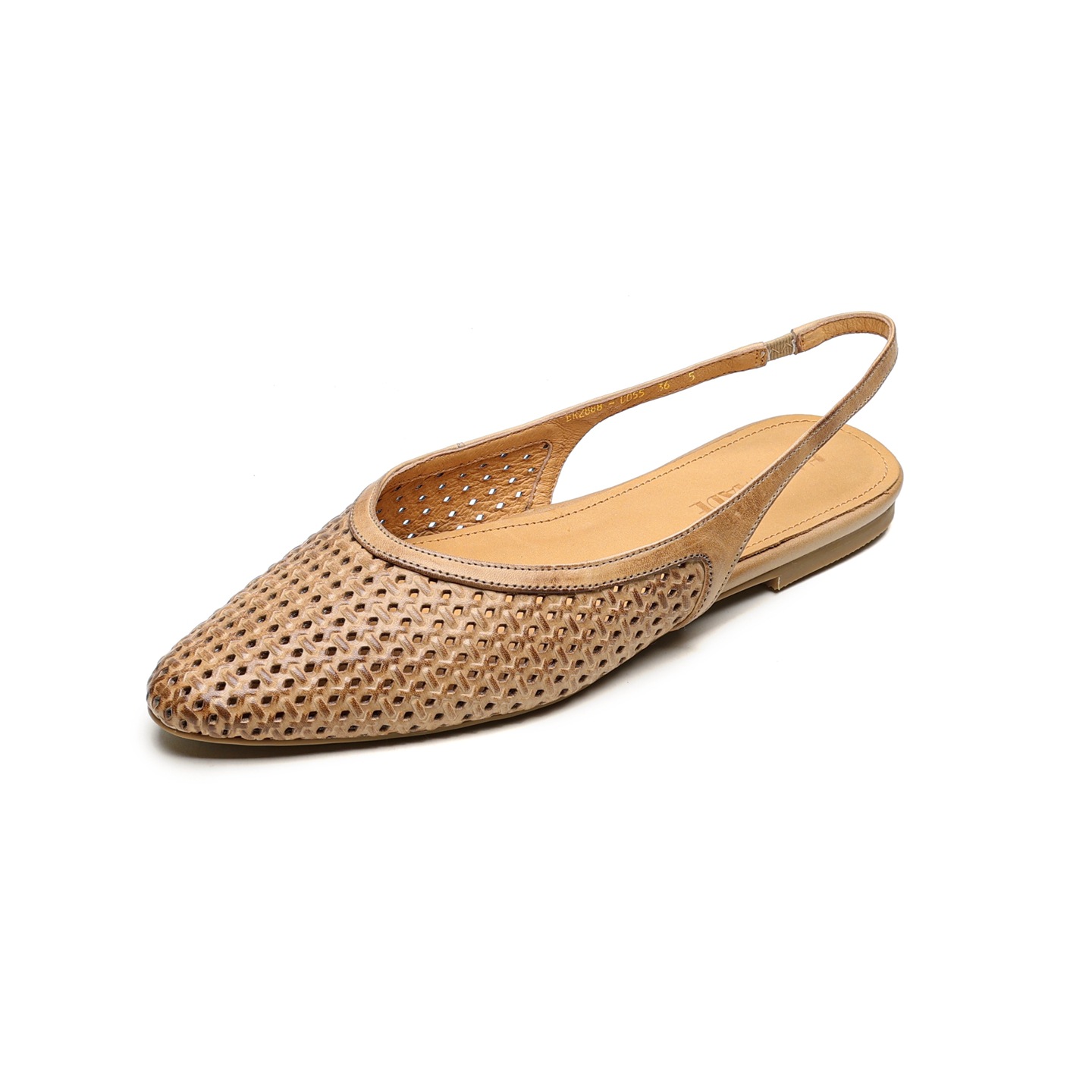 Sandal nữ da bò mũi kín quai sau đế bệt phong cách Hàn Quốc — đen