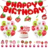 01 Strawberry strawberry set [flag*1 balloon*18 ribbon*1 spiral elevator*6 large plug row*1 small plug row*12