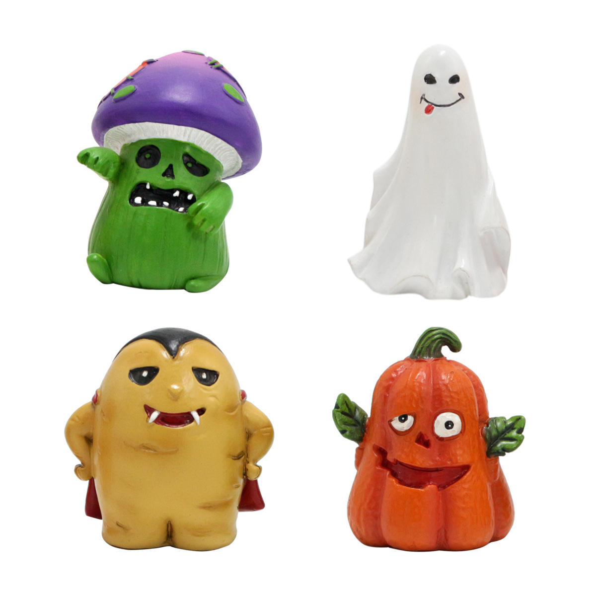 Halloween Little Monster Set Four Decorative Plug-in Ornaments Funny Cute Ghost Pumpkin Holiday Gift Resin Craft