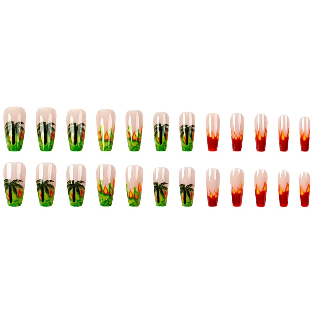 Y2K flame palma gradiente 24 piezas de vacaciones de verano manicurismo transfronterizo manicuras falsas suministro directo