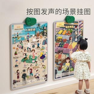 Audio Early Education Wall Chart for Young Children to Learn Pronunciation, Bilingual Pronunciation, Enlightenment, Baby Recognition and Learning to Speak