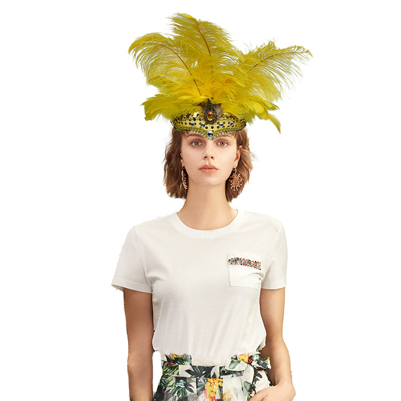 Comercio exterior tocado de la danza del vientre de Halloween suministros Carnaval danza rendimiento diadema hombres y mujeres pluma diadema Amazon