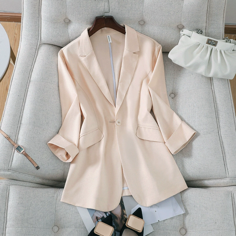 Летний тонкий женский тонкий маленький пиджак больших размеров для пухленьких девочек, льняная куртка Tencel, 200 кг