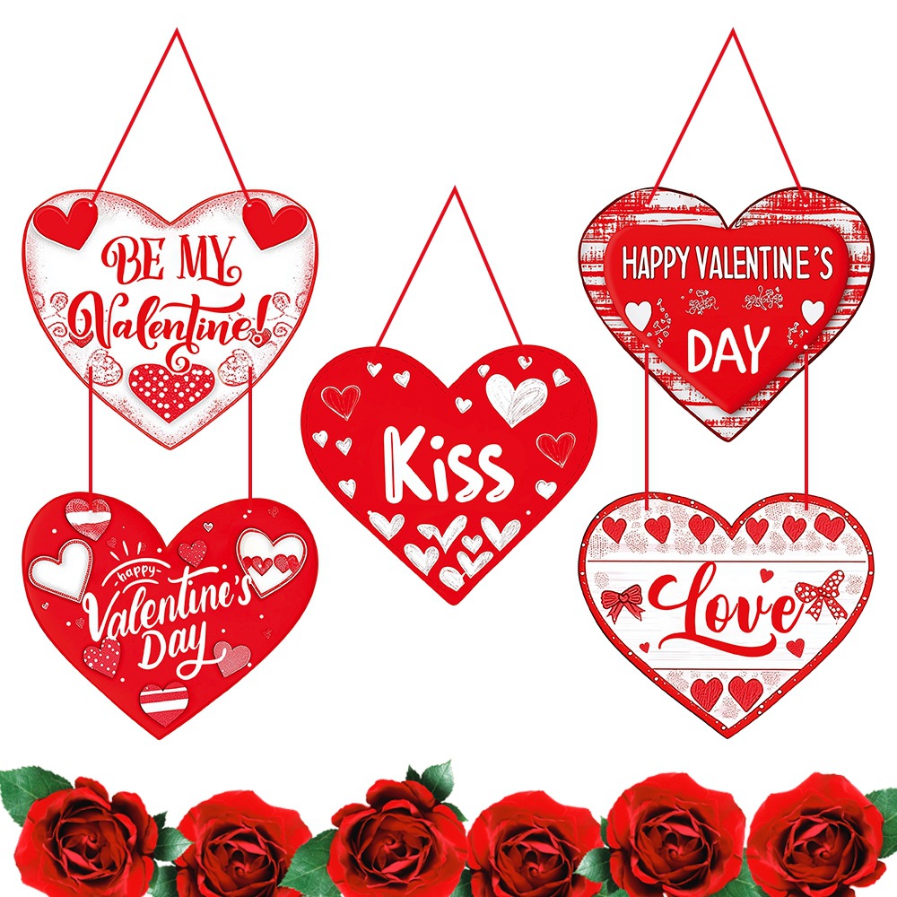 Productos de decoración del día de San Valentín transfronterizos europeos y americanos Amor rojo Colgante de la puerta del día de San Valentín Decoración del ambiente romántico de la boda Colgante
