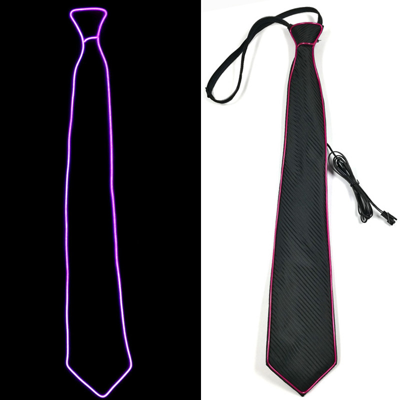 Corbata LED novedosa con luz EL para fiestas de disfraces, bares, accesorios de iluminación para discotecas, corbata intermitente con diez opciones de color.