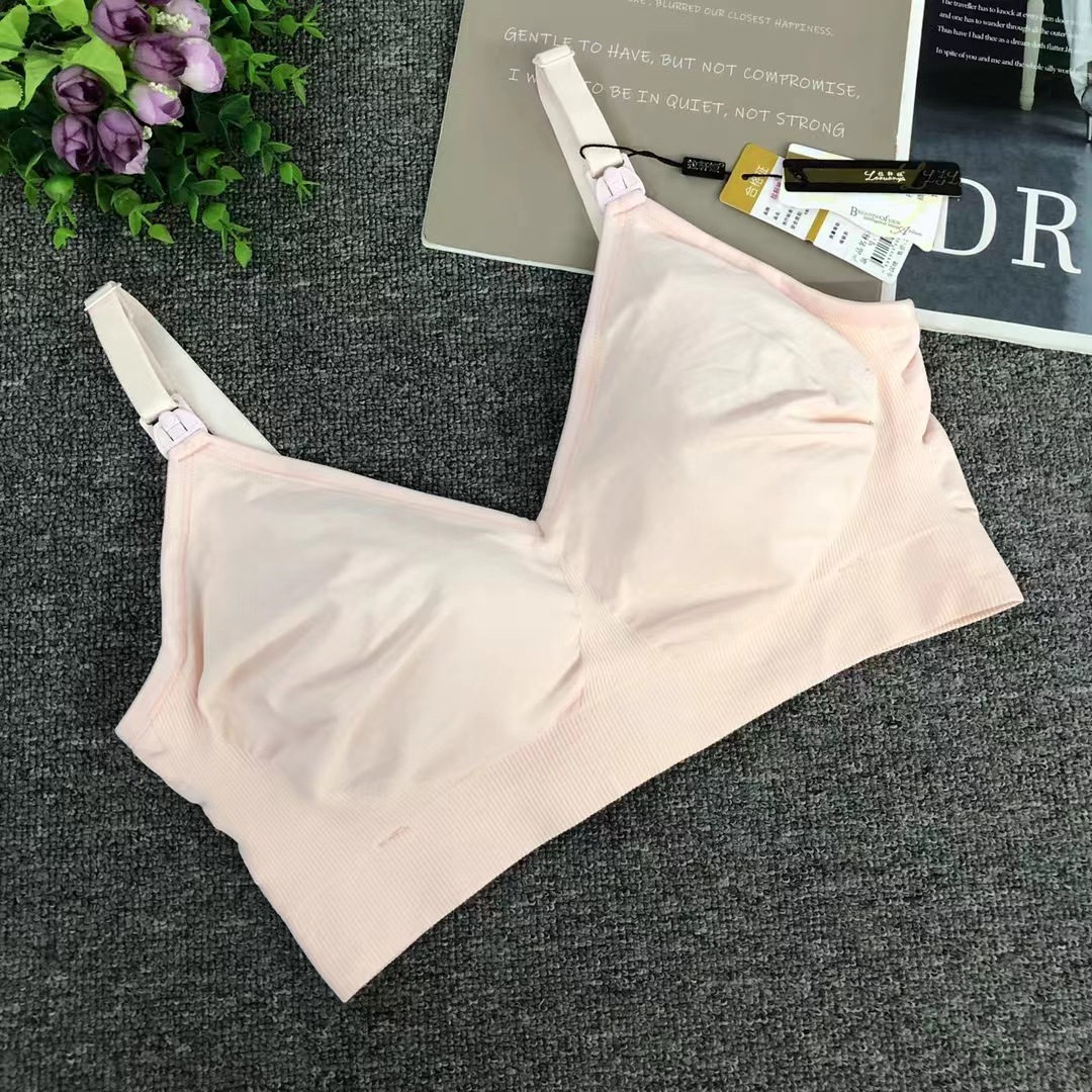 Nuevo tipo de embarazada sin anillo de acero abierto delantero gran tamaño de bra de lactancia de lactancia ajustable tipo de bra sin costura de la ropa interior