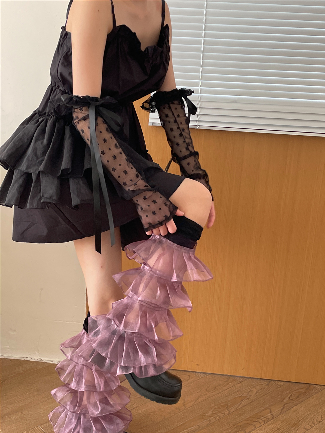New product niche spicy girl sweet cool pure desire style y2k subculture lace splicing leg cover pile socks_voghion.com