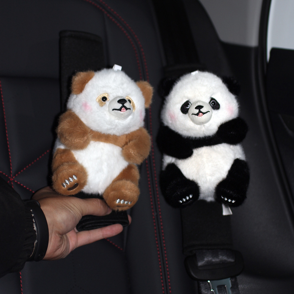 Protector de Hombro de Peluche Panda para Cinturón de Seguridad, Decorativo y Suave, para Auto