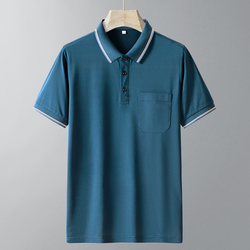 Verano hombre de mediana edad camiseta de manga corta de secado rápido con solapa comercial polo camiseta hombre media manga suelta papá abuelo ropa