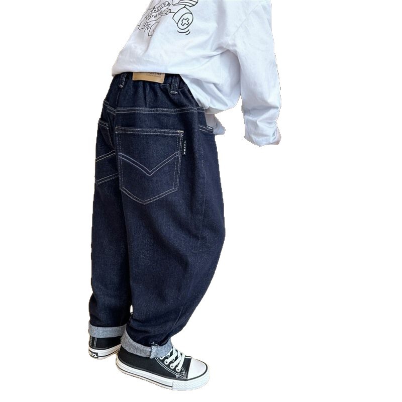 子供服、男の子ジーンズ、子供秋パンツ、春秋中型男の子ハンサムトレンドパンツ、ハンサムストリートパンツ|undefined