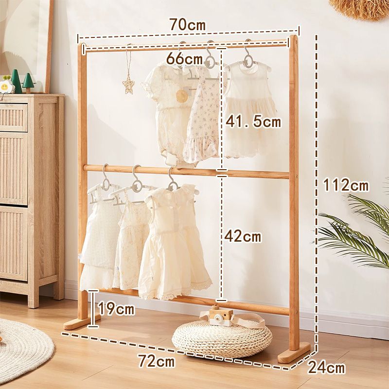 子供用床置き無垢材洋服ラック寝室コートラック家庭用垂直衣類収納ラックシンプルな衣類乾燥ラック