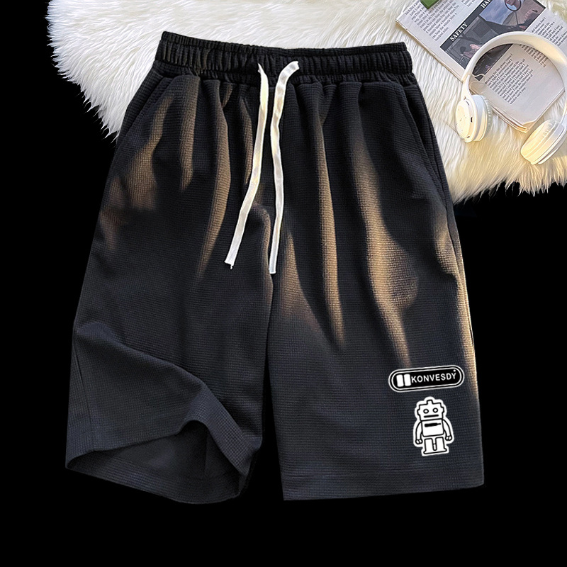 Venta directa de fábrica verano nuevo waffle shorts hombres casual moda marca suelta Pantalones rectos pantalones cortos de baloncesto