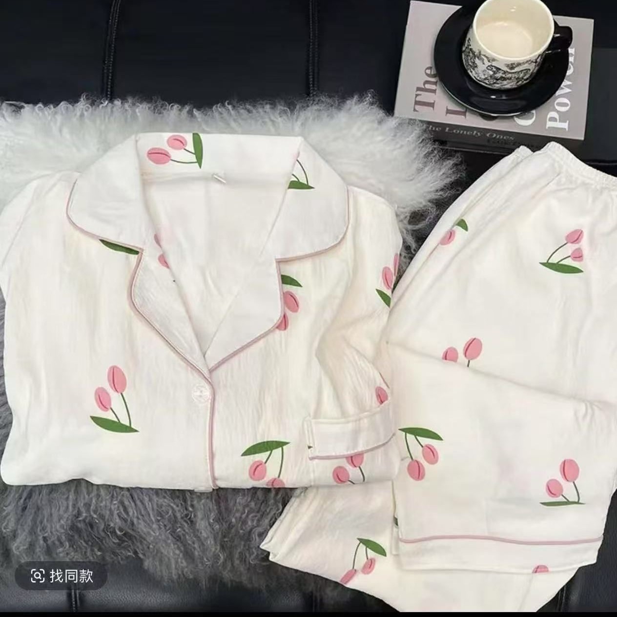2025 otoño nube pijama de algodón cárdigan de manga larga para mujer cachorro de dibujos animados dulce traje de servicio a domicilio se puede usar en estilo delgado