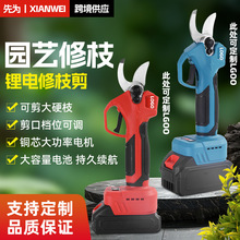 跨境锂电修枝剪果树剪充电式园林高枝剪园艺园林专用粗枝剪批发