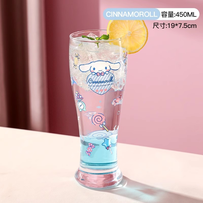 サンリオ ガラスカップ 女の子用 高見え 家庭用ドリンクカップ 大容量 ミルク ジュース ビール ドリンクカップ M|undefined
