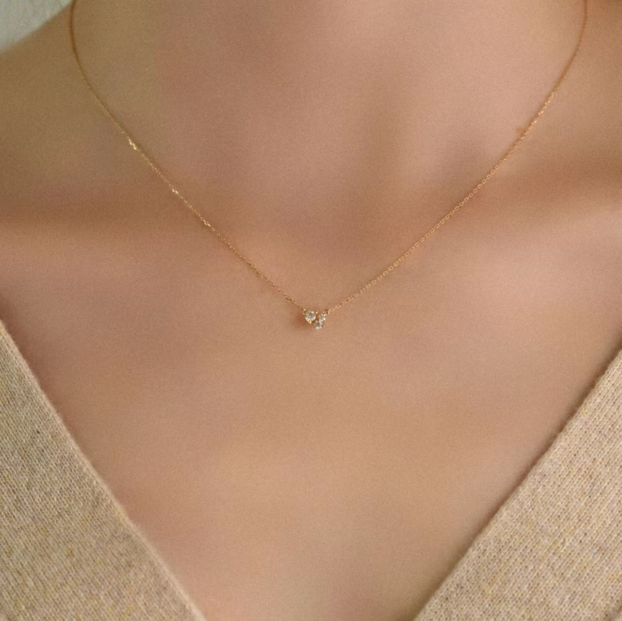 925 Sterling Silver Pendant Material Zircon Inlay Material 925 Sterling Silver Zircon Cable Chain Geometric Pendant Necklace