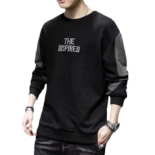 Men's Long-Sleeve T-Shirt, Factory Supply, Spring/Autumn Korean-Style Trendy Crewneck Base Layer Top, Loose-Fit Men's Sweater