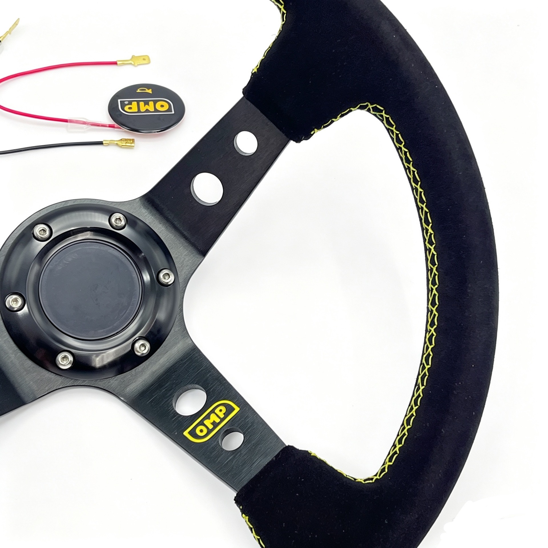 In-Stock Wholesale Omp Black Suede Deep Concave Classic Racing Steering Wheel Car Steering Wheel