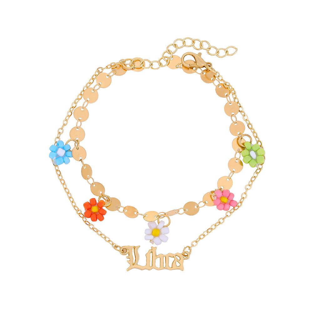 Wholesale Creative Beads Flower Letter Constellation Anklet Nihaojewelry display picture 27