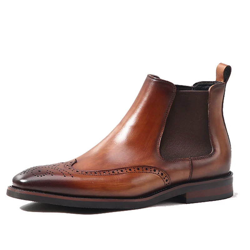 Британские Брок кожаные сапоги Челси модные мужские бизнес-костюмы высокие кожаные туфли мужские кожаные сапоги