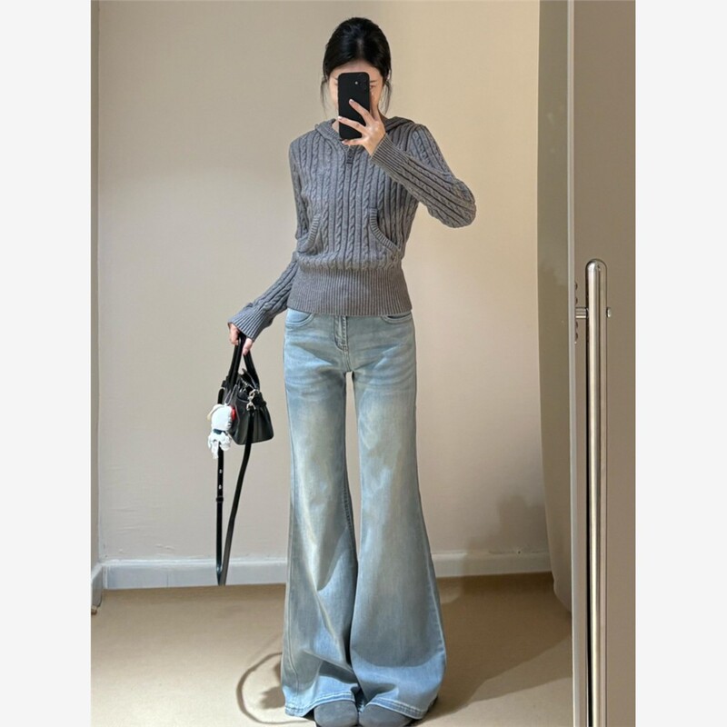 Women's Micro-Flare Jeans for Spring and Summer, Loose Straight-Leg Micro-Flare Pants, Wide-Leg Drapey Slimming Jeans for Women