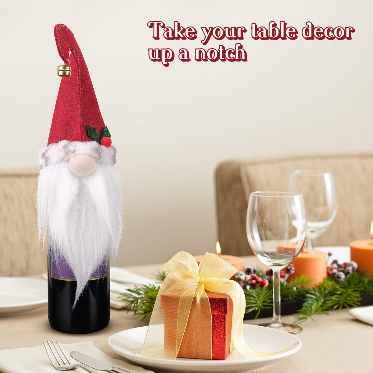 Decoración navideña caliente transfronteriza europea y americana Wind Bell sin rostro ancianos barba larga tapa de la botella de vino cubierta de la botella de vino decoración de vacaciones
