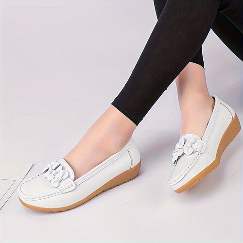 Stylish Women's Comfort Shoes with Soft Bow Decoration and Round Toe