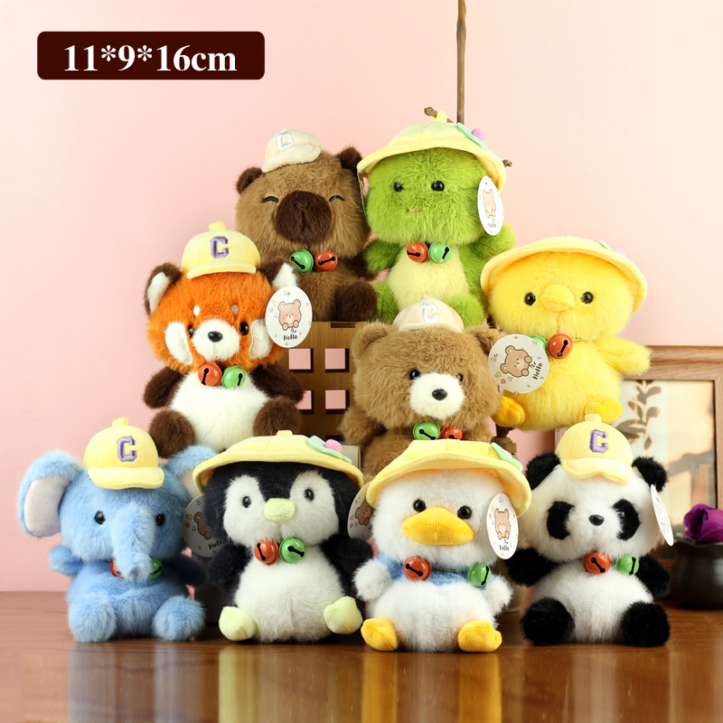 Mesa de palma con muñecas de peluche elefante pequeño mapache muñeca lindo dinosaurio pingüino acompañado juguetes para niños tranquilizadores image 2