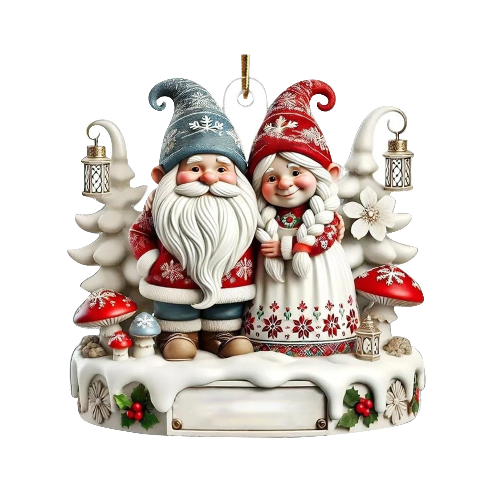 Nuevos regalos de Navidad personalizados para parejas transfronterizas, colgantes de Papá Noel con el tema "Envejecer lentamente juntos"