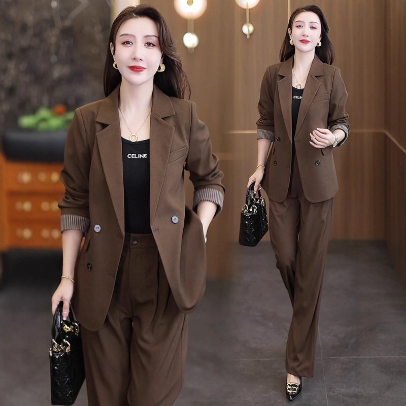 时尚西装套装女2025秋季新款洋气显瘦西服外套阔腿裤职业两件套潮|undefined