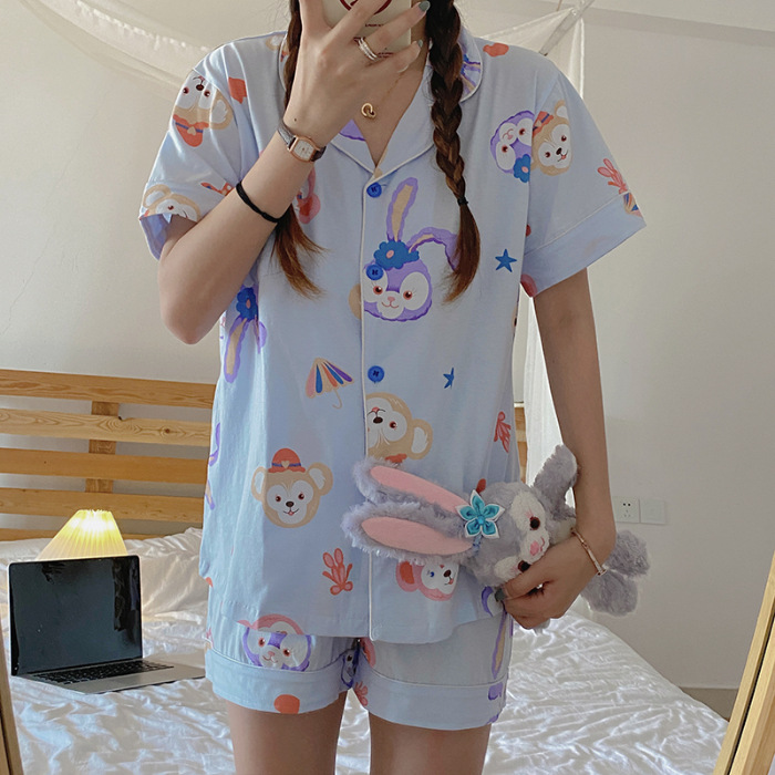 Celebridad en línea ins estilo Corea del Sur pijamas de dibujos animados verano de las mujeres Mickey pantalones cortos de manga corta de alto grado lindo traje homewear