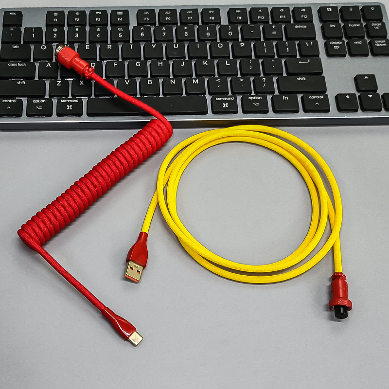 Cable para teclado mecánico de eje magnético 8K, con conectores de aviación, resorte, USB, personalizado colorido, para juegos