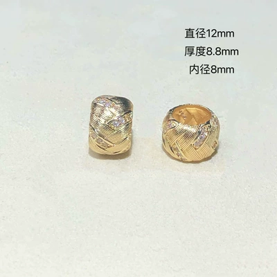 High Color Retention 14K Color-Preserving Diamond-Encrusted Brushed Large Hole Transfer Beads Wool Ball Spacer Beads DIY Bracelet Necklace Accessories (Zərgərlik ara hissələri) - gold