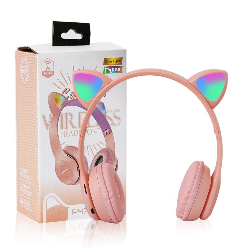 P47M venta al por mayor orejas de gato transfronterizas auriculares Bluetooth luminosos auriculares teléfono móvil auriculares inalámbricos máquina modelo de auriculares para juegos