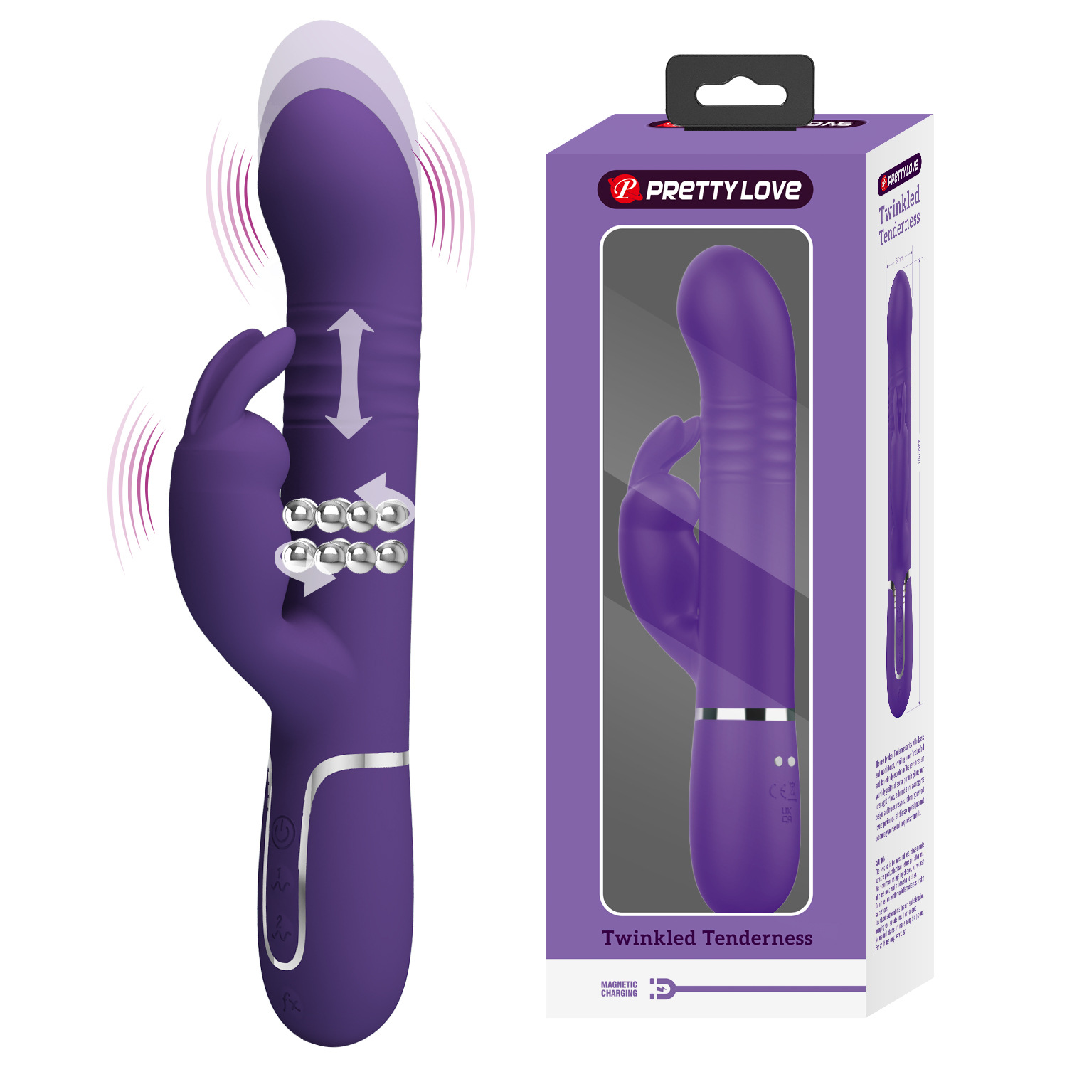 Pleasure Patti Lae Female Multi-frequency Vibration Rotating Bead Telescopic Massager Sex Toy BW-500013_voghion.com