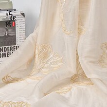 新款女装裙装雪纺布绣花布料 中式风牡丹花珠管刺绣面料