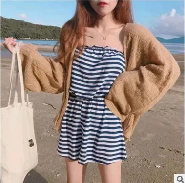 Вязаный oversize летний свитер, женская пляжная куртка, ретро легкое накидка, размер один