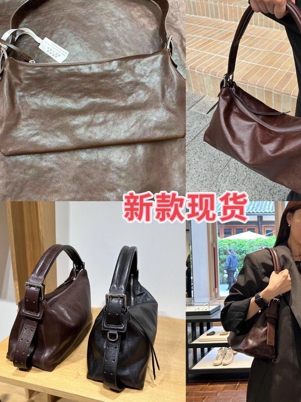 lemair*e对版头层植鞣牛皮高级复古hobo腋下单肩包baguette法棍包|undefined