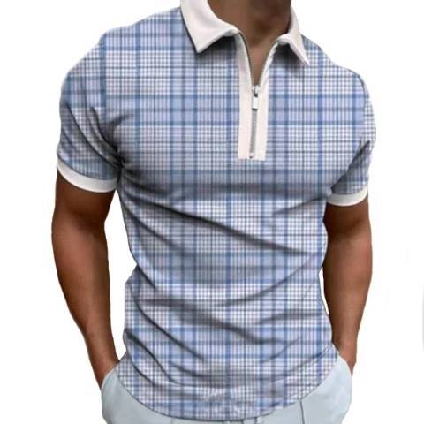 Comercio exterior europeo y americano primavera nueva moda casual popular impresión polo camiseta con cremallera hombres envío gratis