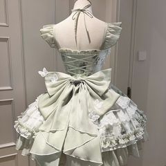 花期之约白绿蝴蝶夏日感小清新Lolita公主少女生日短裙其他中国风