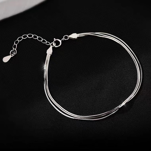 s925 sterling silver three-layer snake bone bracelet simple cold style niche design ins high-end temperament personalized bracelet