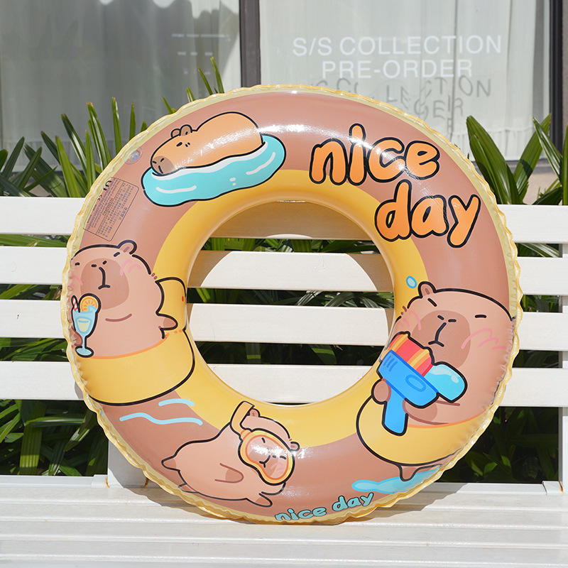 Anillo de natación infantil de dibujos animados en stock, flotador inflable para axilas, flotador grueso para bebé, anillo flotante, anillo de natación para agua al por mayor.
