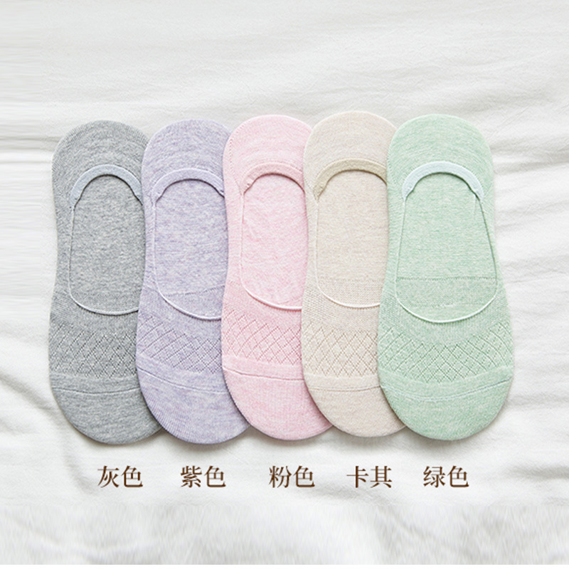 Calcetines de algodón de primavera y verano para mujer calcetines de tobillo de estilo japonés de corte bajo calcetines de algodón para mujer silicona invisible 200 agujas finas ins calcetines de moda