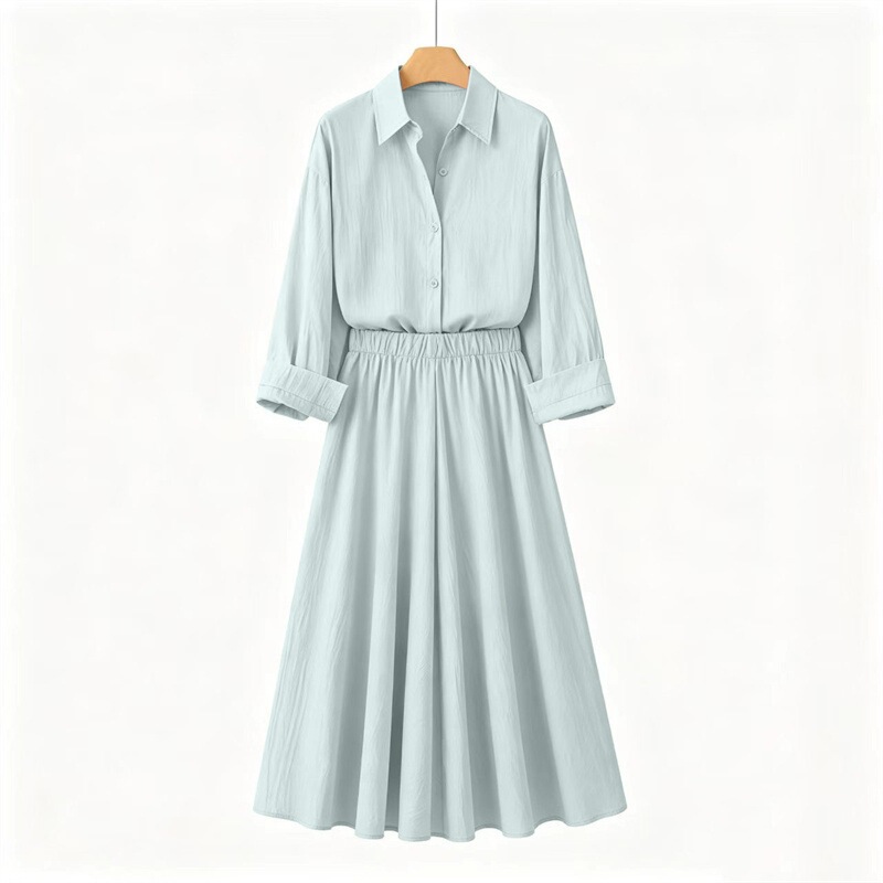 Yellow Shirt Dress for Women, New Summer Style, Waist-Cinching, Slimming, Elegant, Turn-Down Collar, Mid-Length A-Line Dress, Versatile for Commuting Yellow Shirt Dress for Women, New Summer Style, Waist-Cinching, Slimming, Elegant, Turn-Down Collar, Mid-Length A-Line Dress, Versatile for Commuting