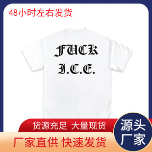 �W�a�� F UCK ICE Old English White T-Shirt Los Ange Style