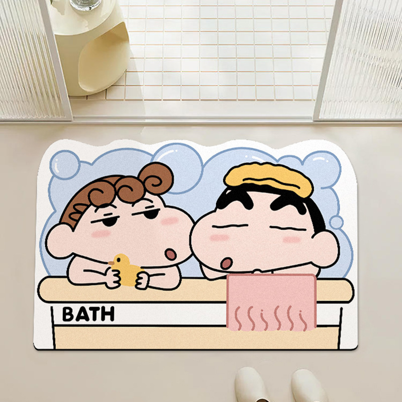 クレヨンしんちゃん珪藻泥フロアマット家庭用吸水速乾浴室フロアマットトイレドア滑り止めマットドロップシッピング|undefined