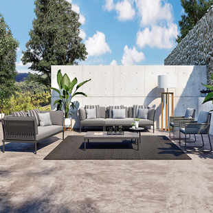 Nordic Outdoor Leisure rattan sofa courtyard balcony terrace rattan chair combination sun protection waterproof garden villa furniture
