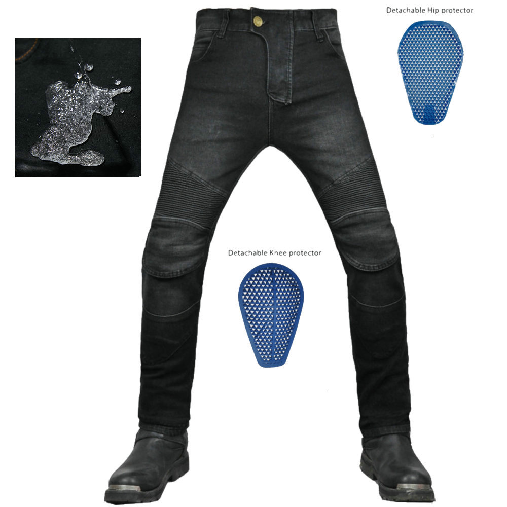 VOLERO pantalones vaqueros de la motocicleta de los hombres Four Seasons motocicleta elástico resistente a la caída ciclismo pantalones impermeable de silicona equipo de protección