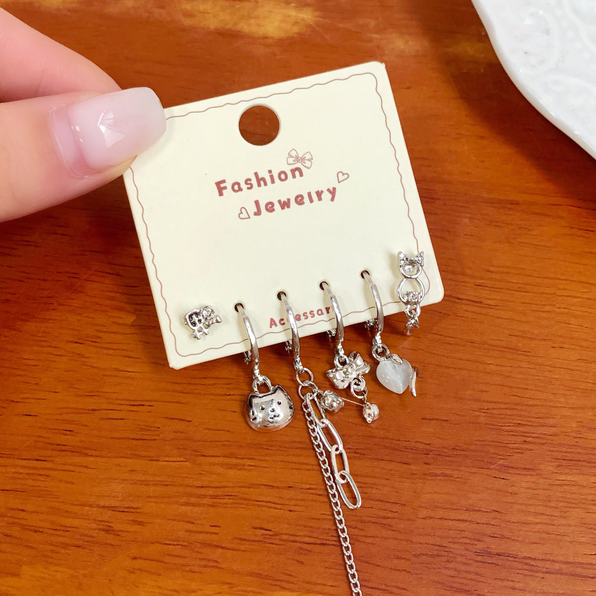 ERK6 스타일 6 고양이 물고기 뼈 귀걸이 세트