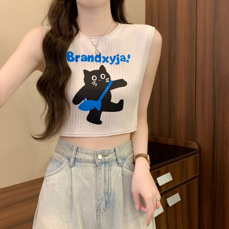 Wholesale New Style Youthful Dopamine-Style Camisole for Outerwear, Summer Spicy Girl Sleeveless Knit Tank Top Wholesale New Style Youthful Dopamine-Style Camisole for Outerwear, Summer Spicy Girl Sleeveless Knit Tank Top